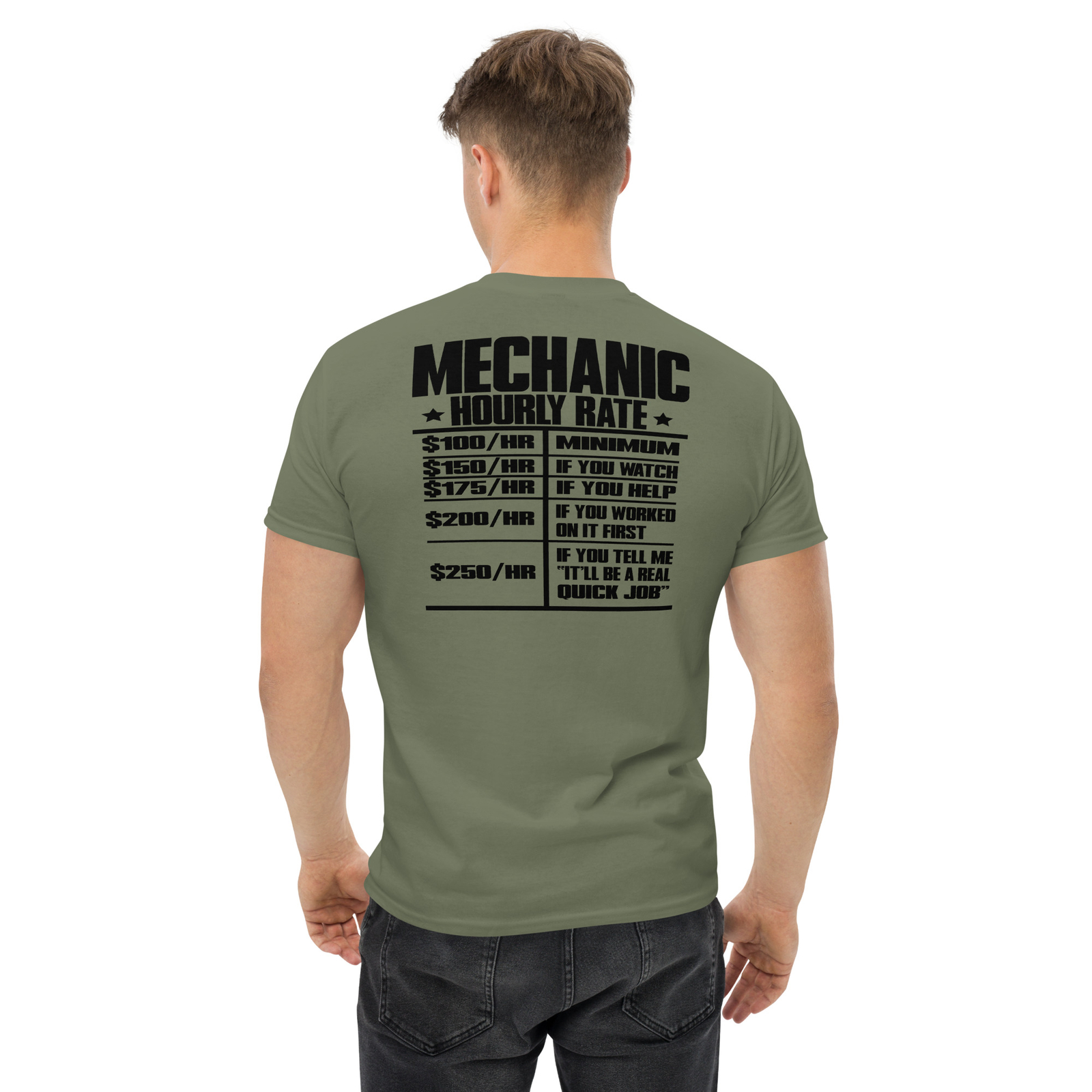 New JDM Mechanic Hourly Rate Men&rsquo;s T Shirt S-5XL Assorted Colors