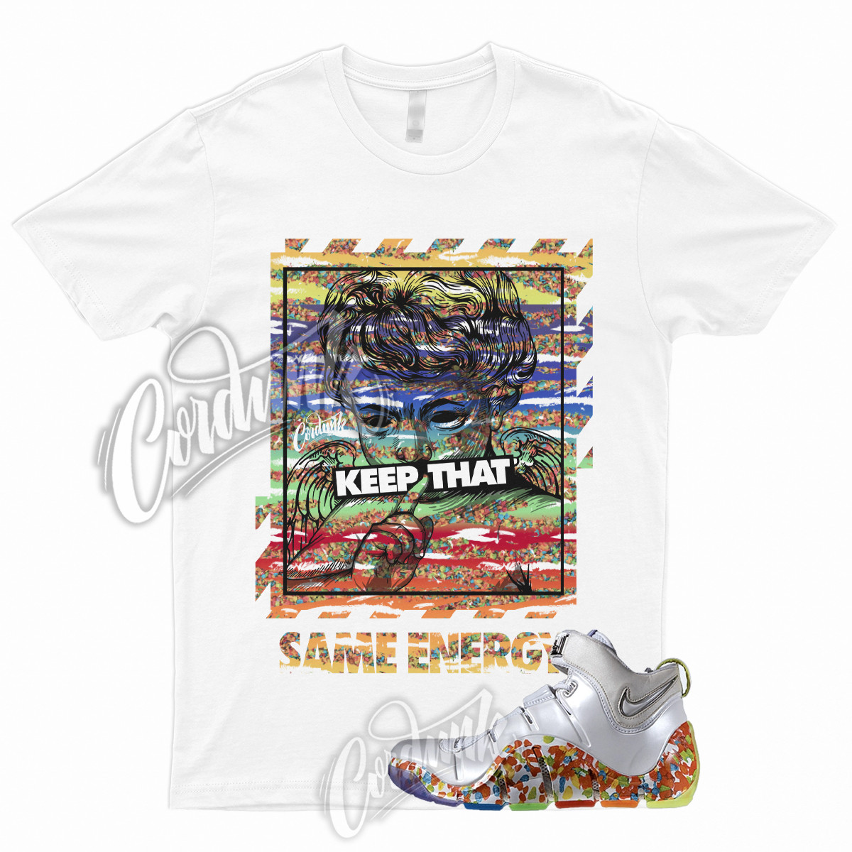 ENERGY for Lebron 4 Fruity Red Green Varsity Purple Pebbles Shirt To Match Dunk