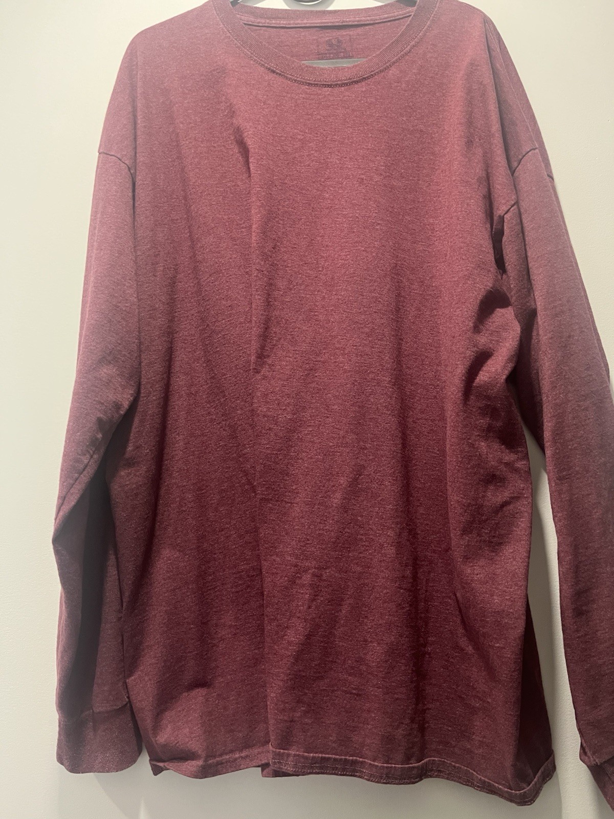 Fruit of the Loom, Men&rsquo;s Size 2XL (50-52 in), Dark Red Heather, LS T-Shirt