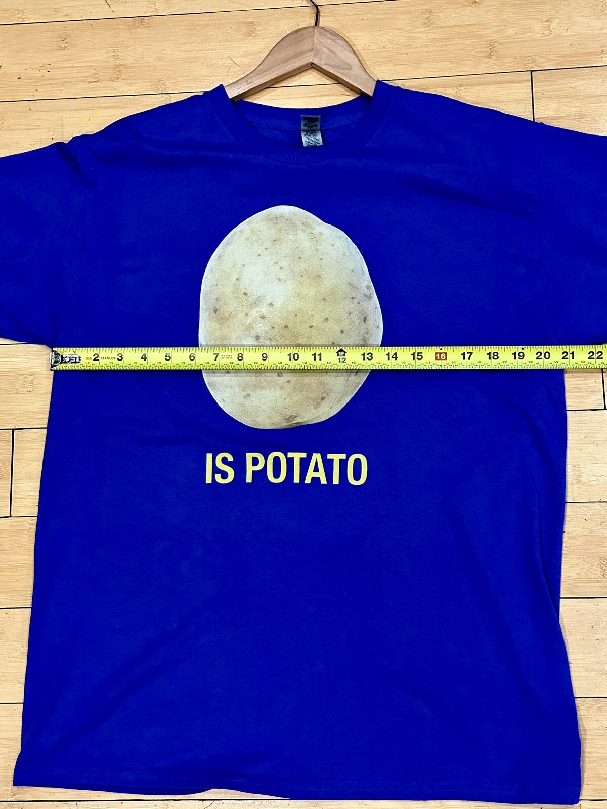 IS POTATO T-SHIRT – STEPHEN COLBERT LATE SHOW – BLUE – SIZE Large – OFFICIAL