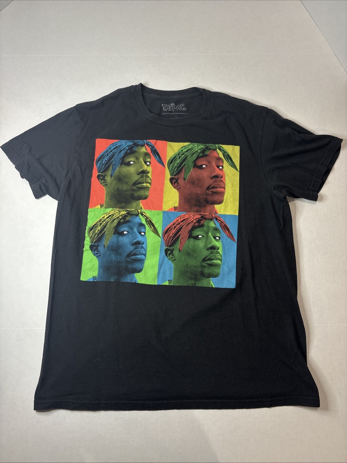 2Pac T-shirt Mens Large Tupac Shakur Black Warhol Colorful Graphic T Shirt