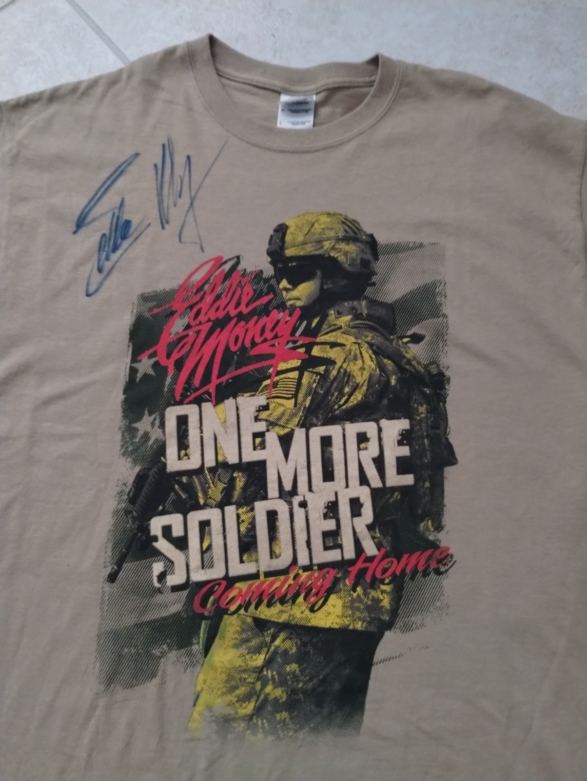 Eddie Money Vintage Rock & Roll Concert Music T-shirt Signed One More Soldier L