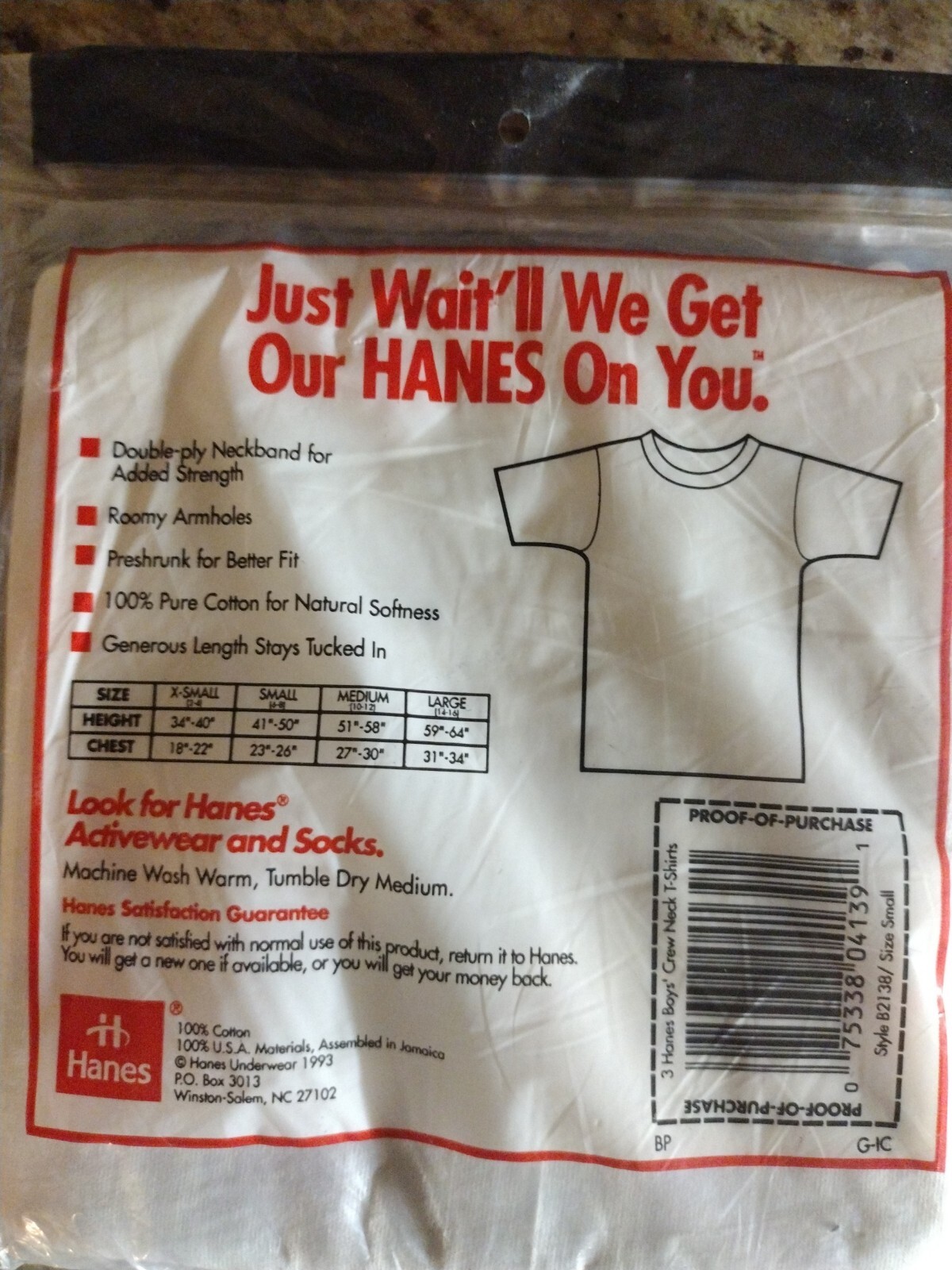 Vintage Hanes T Shirts (2) 3 Pack Boy&rsquo;s Crewneck 1993 SZ S (6-8) USA 100%Cotton