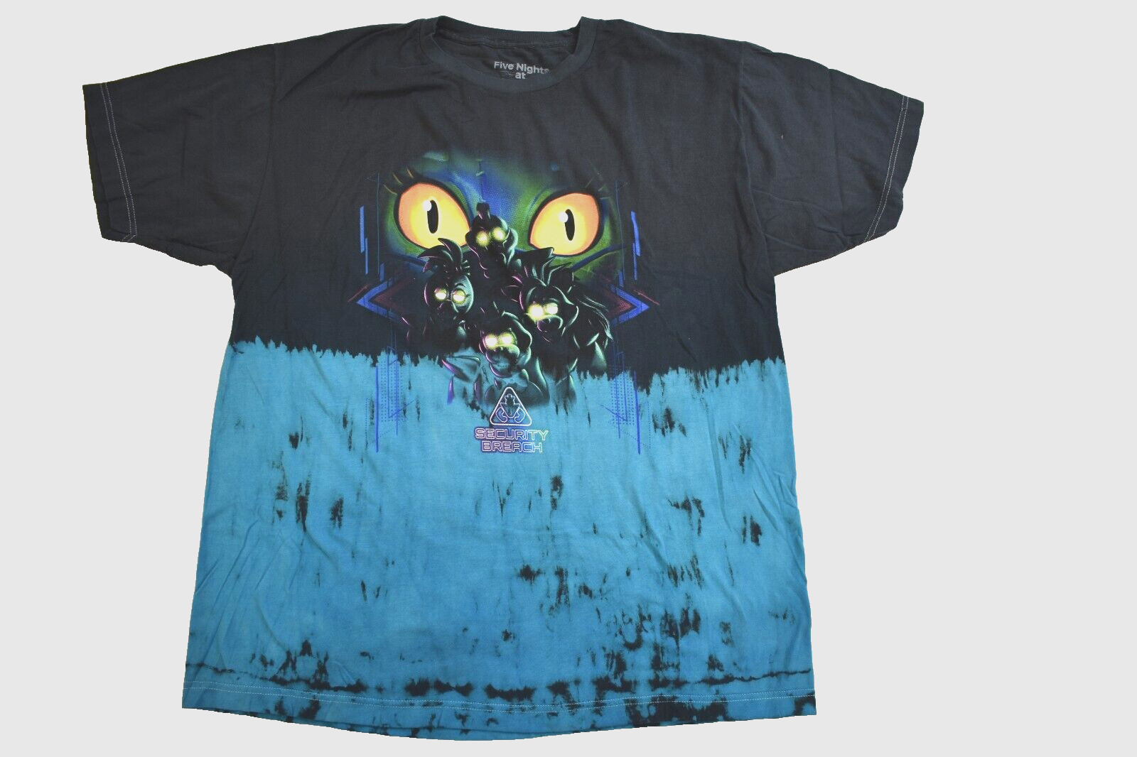 Five Nights At Freddy&rsquo;s: Security Breach Mens Black & Blue Wash Shirt New XS-2XL