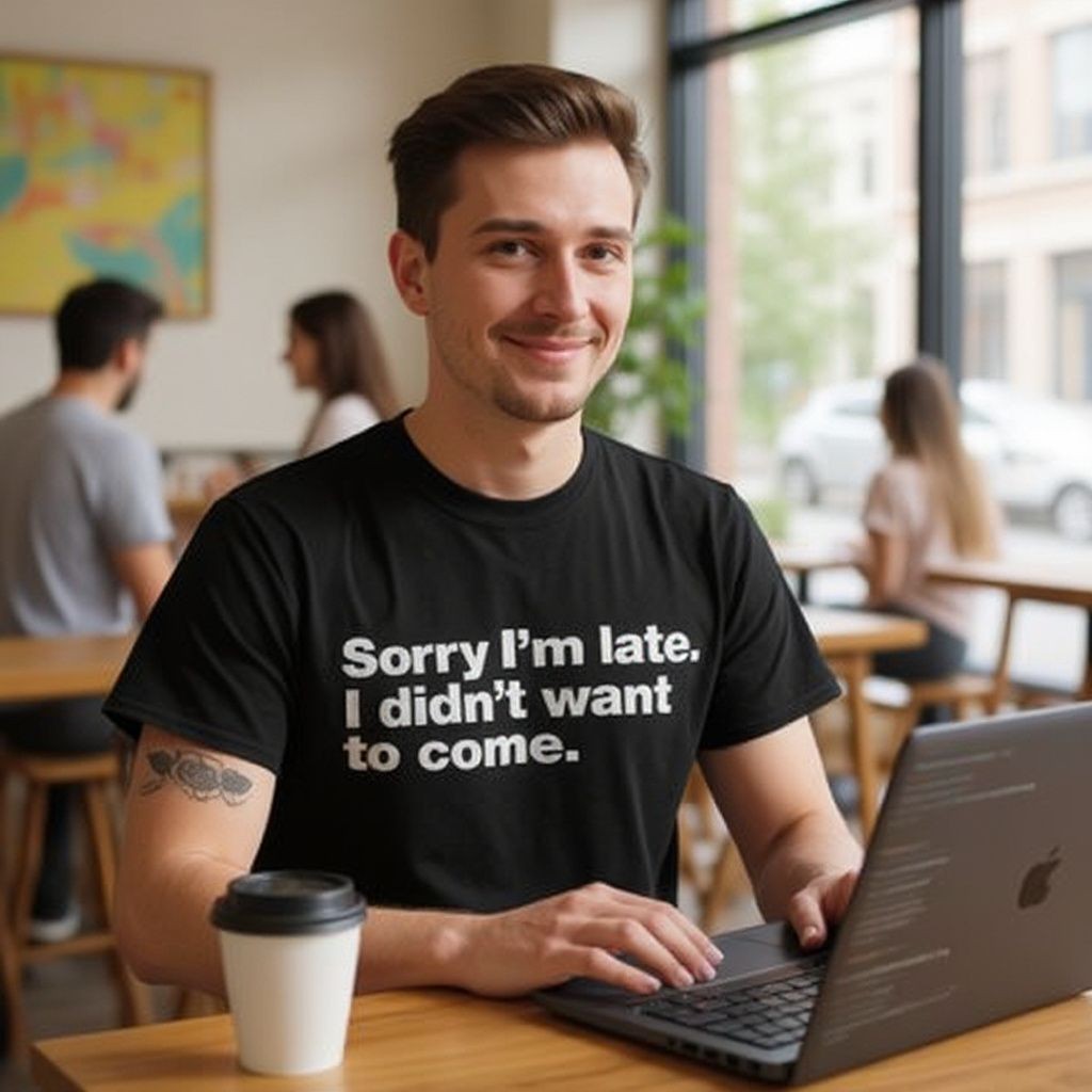 Funny Sorry I&rsquo;m Late I Didn&rsquo;t Want to Come T-Shirt Mens Unisex Tee Gift Joke