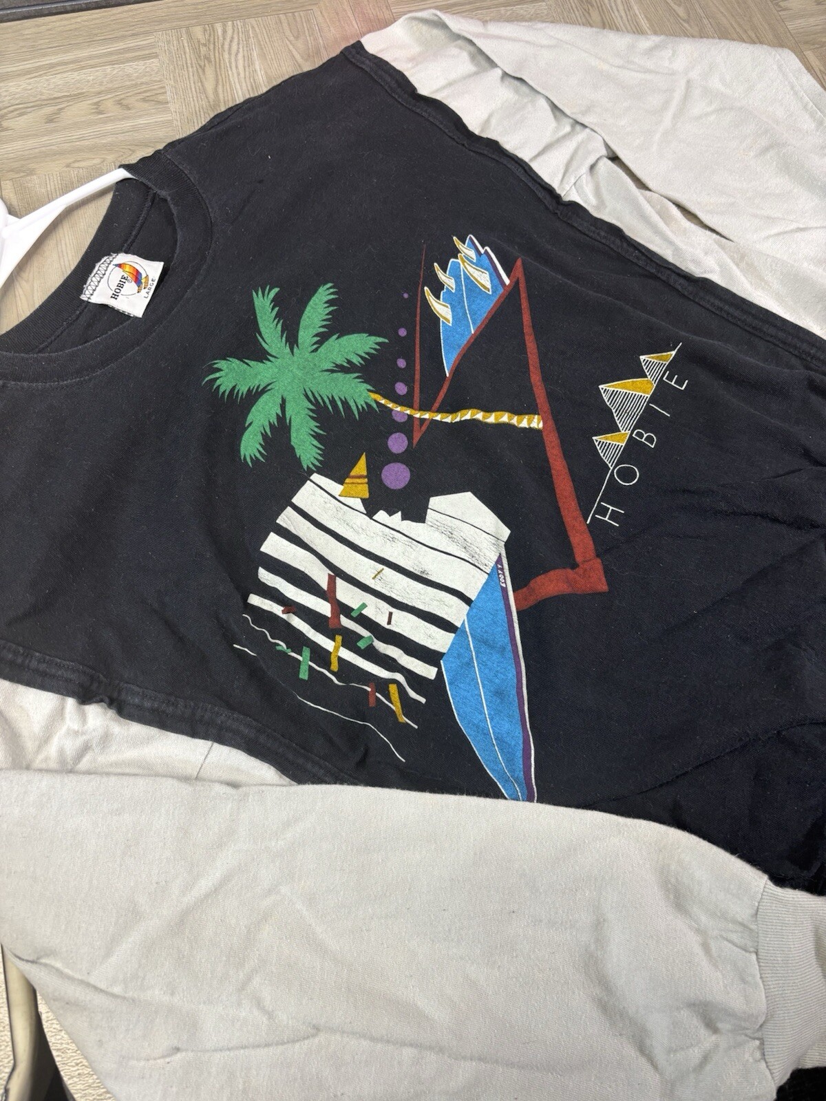 Vintage Signed Eddy Y Hobie Two Tone Surfer Abstract Size Large California Art