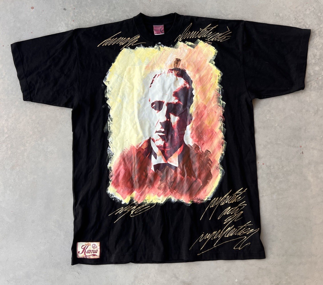 Vintage Kama Shirt Size 3XL Hand painted The Godfather Don Vito Corleone 4K Art