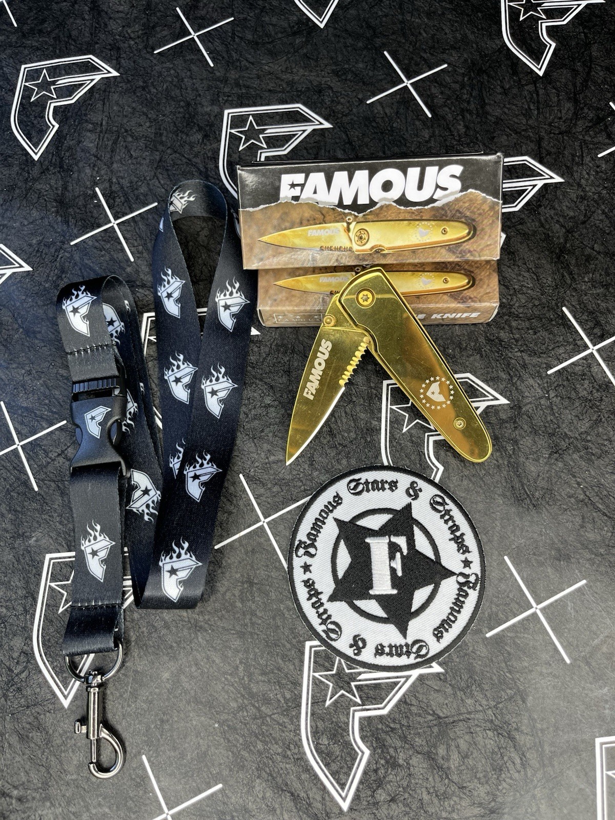 Famous Stars And Straps Patch Lanyard And Knife Set Travis Barker Blink 182 Y2K