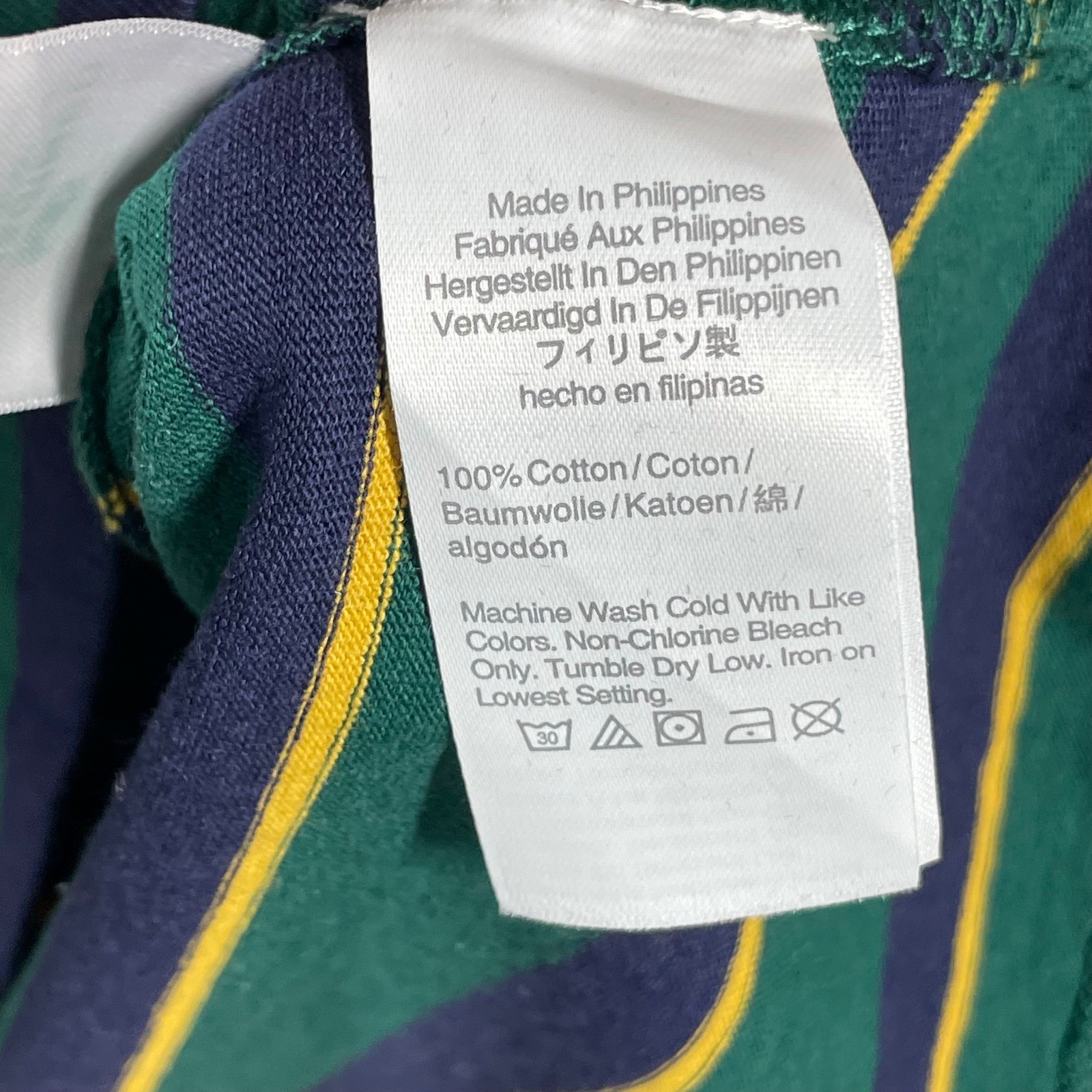 J.Crew Oarsmen Mens Re-Imagined Striped Long Sleeve T-Shirt Green Navy Yellow L
