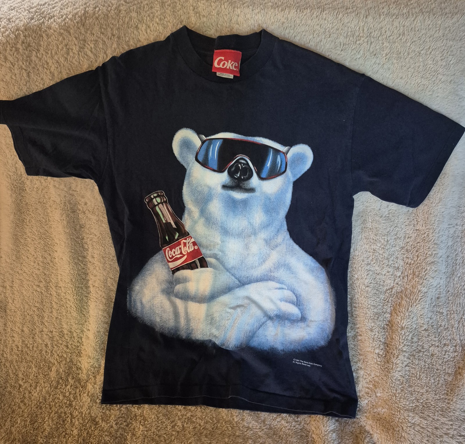 NEW Vintage Coca-Cola Shirt Heavy Large Polar Bear Made In USA T-Shirt 1994 Coke