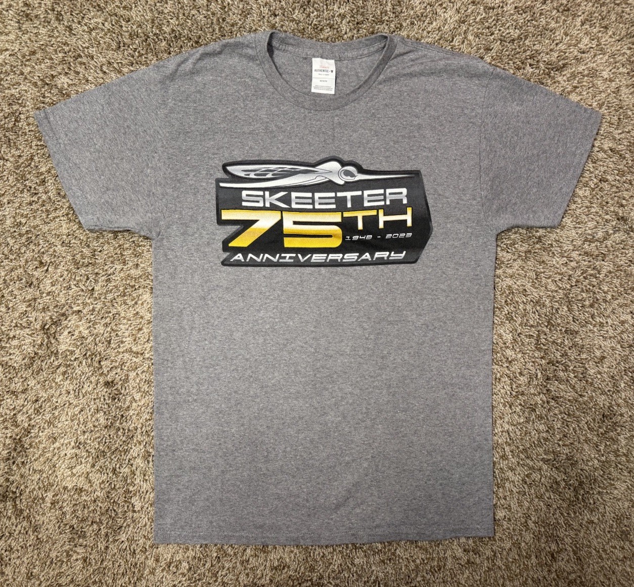 Skeeter Boats 75th Anniversary Graphic T-Shirt Men Size Medium Gray 1948-2023