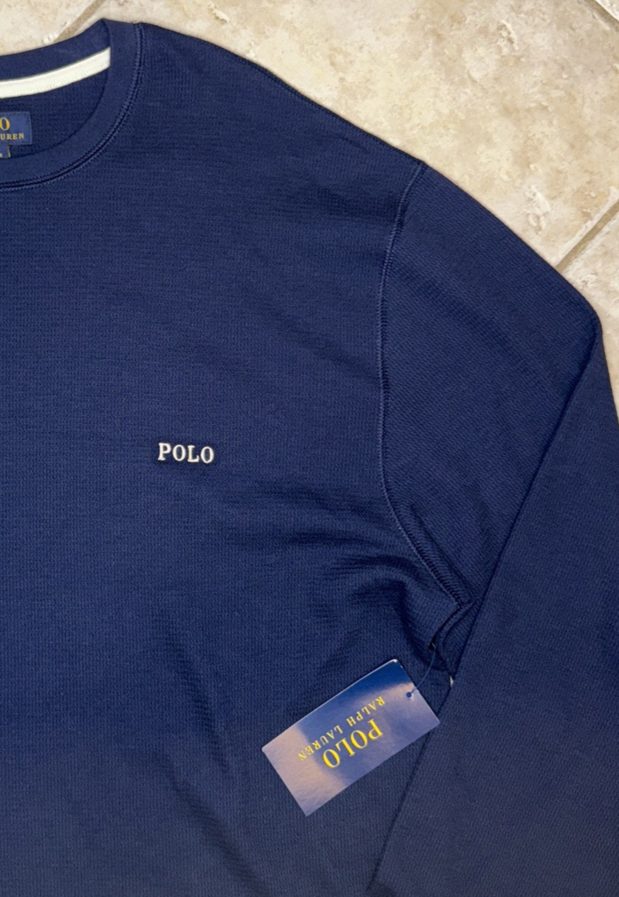 Polo Ralph Lauren Crew Neck Waffle Knit Sleep Shirt Mens XLT Navy w/ Pony NWT