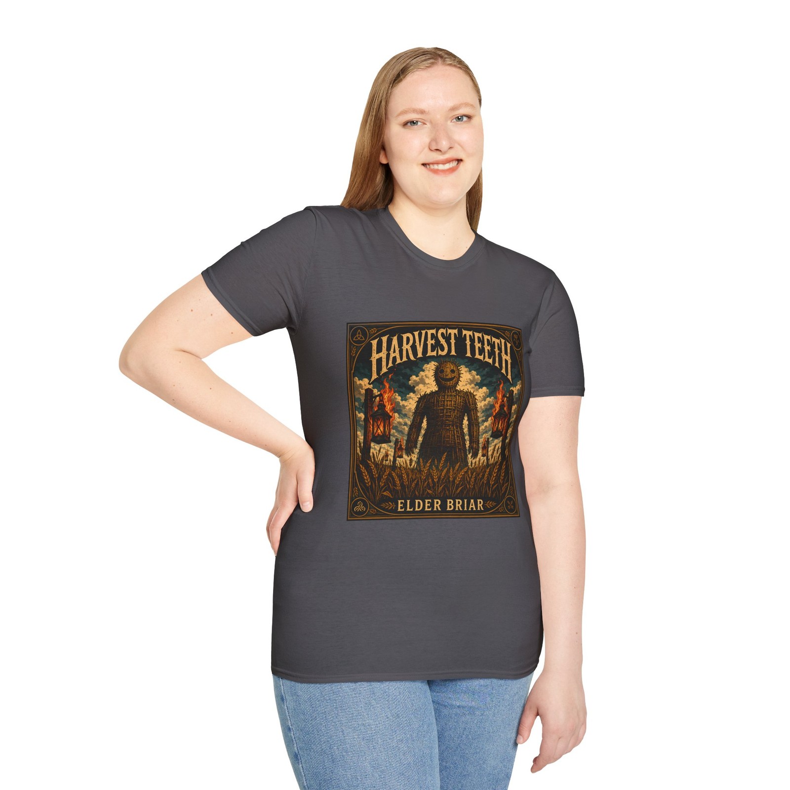 Wicker Giant Folk Horror Music Harvest Lantern Autumn Unisex Softstyle T-Shirt
