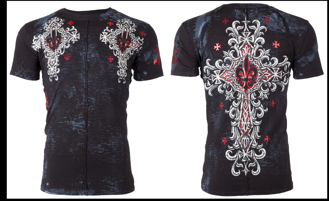 XTREME COUTURE by AFFLICTION Black LOST SQUARDRON Short Sleeve Slim Fit T-shirt