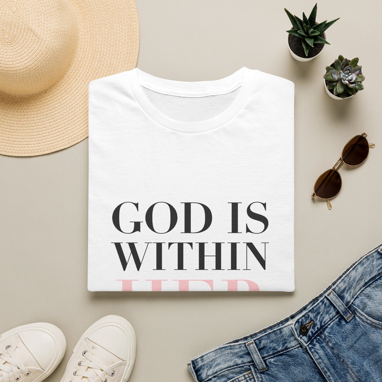 God Is Within Her T-Shirt | Inspirational Faith Typography Shirt