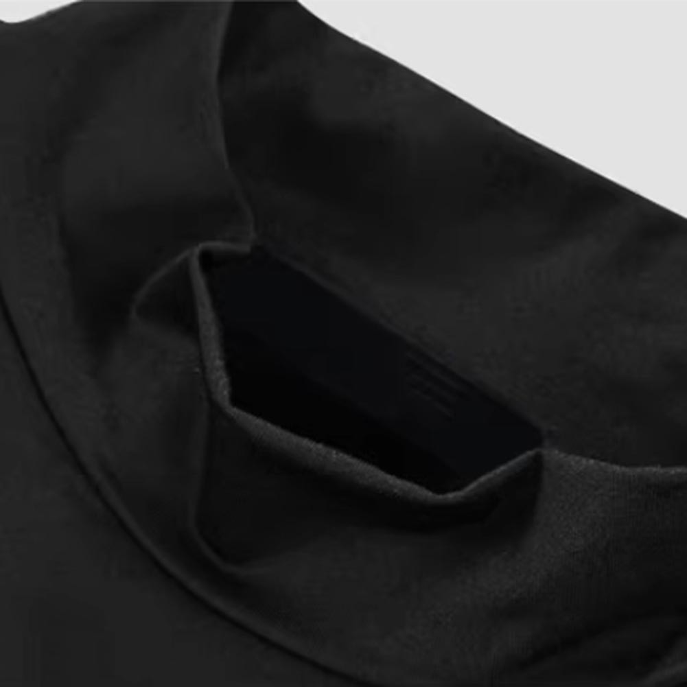 Slip On Short Sleeve T Shirt for Men Half High Collar For Slim Fit Solid Top