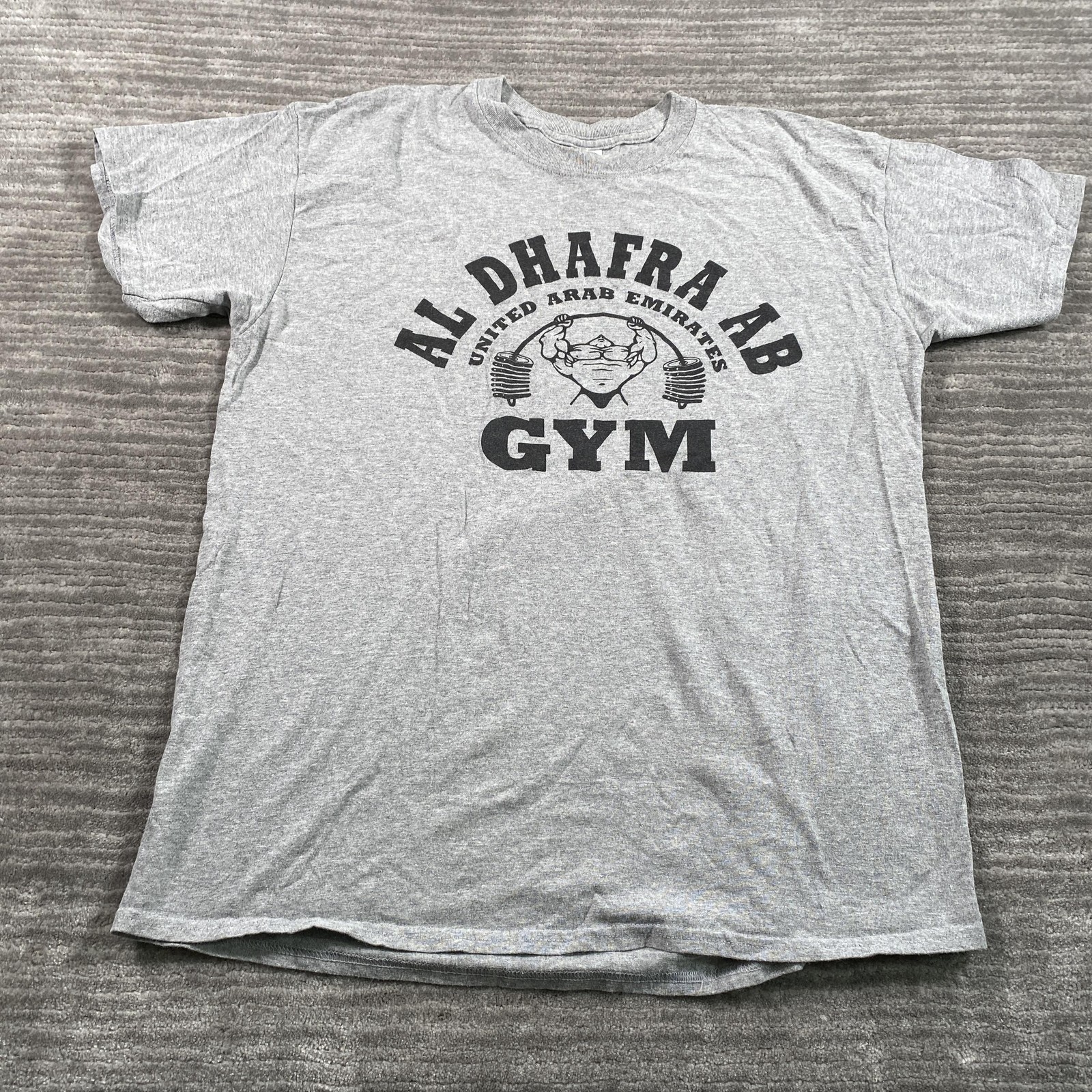 Al Dhafra AB Gym Shirt Mens Large Gray Gildan Heavy Cotton Graphic Tee UAE