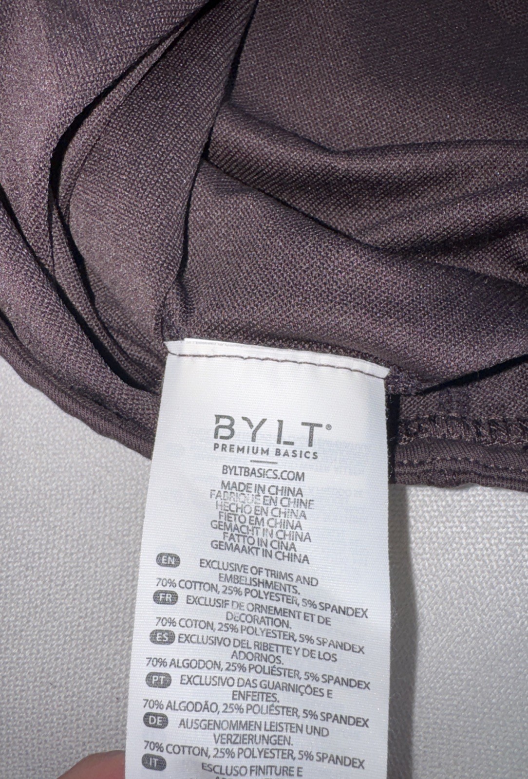 BYLT Drop Cut Lux Premium Basics Crewneck T-Shirt Brown, Large