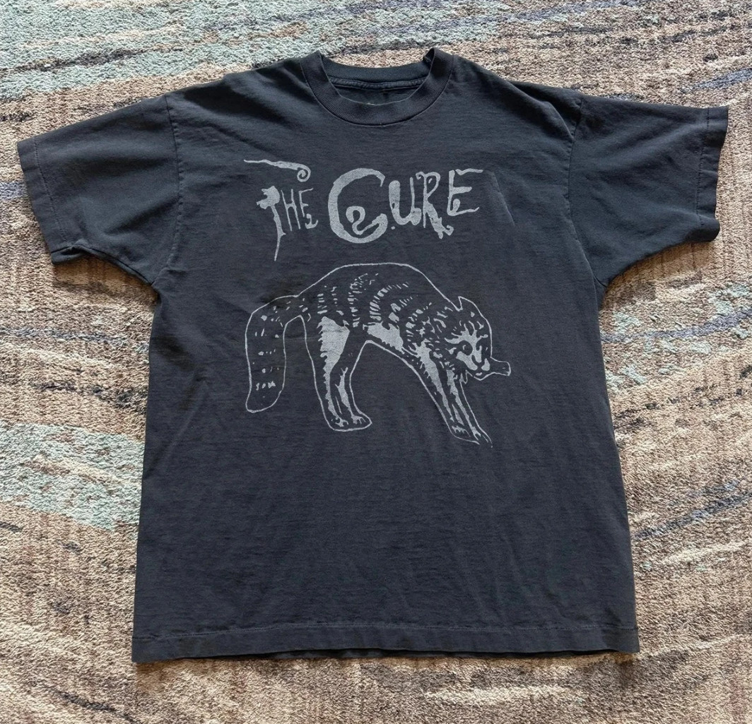 RARE! The Cure Rare Cat Artwork Vintage Unisex Black T-shirt Size S to 5XL