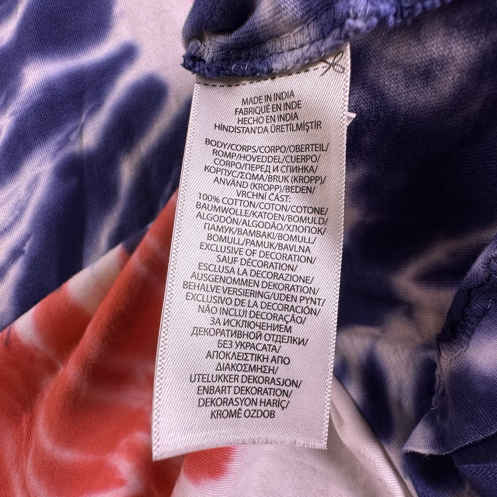 Polo Ralph Lauren Hooded T Shirt Mens L Red White Blue Tie Dye Long Sleeve Tee