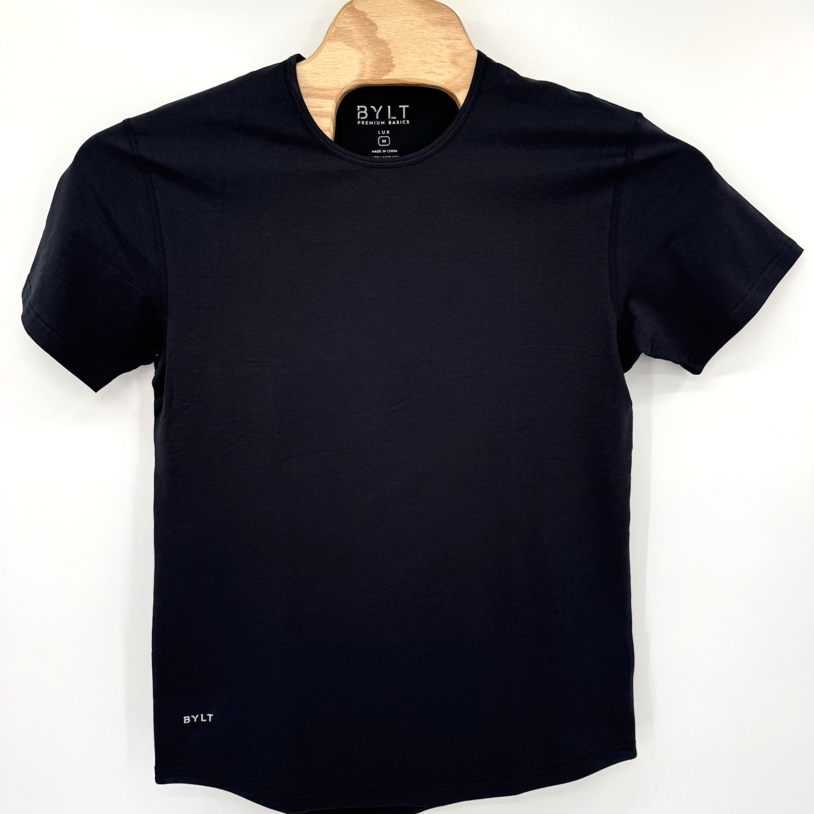 BYLT Lux T Shirt Mens Short Sleeve M Solid Blue Athletic Fit Premium Basics