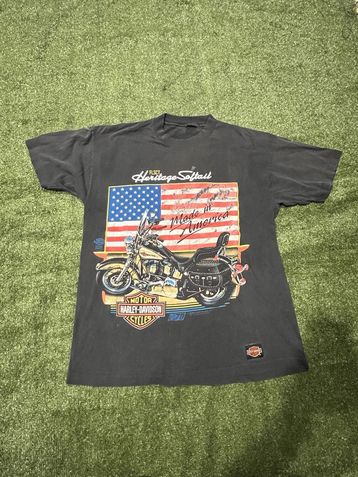 Vintage Harley Davidson Motorcycles FLSTC Heritage Softail 1991 Mens Shirt
