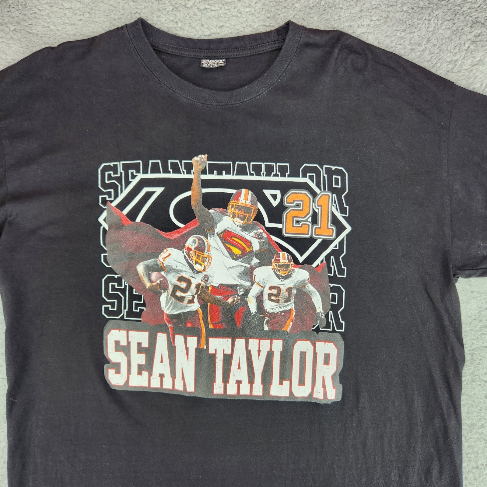 Sean Taylor Washington Redskins Superman Graphic T-Shirt Mens 4XL Black Vtg Y2K