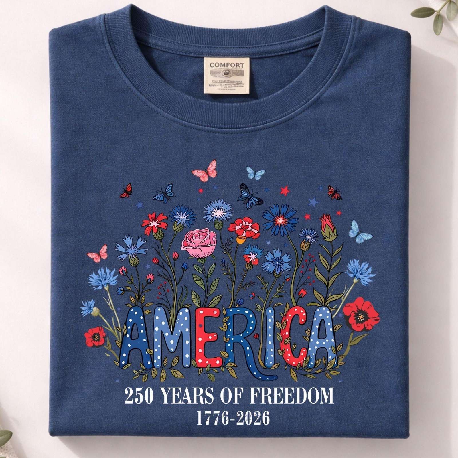 America 250 Wildflower Shirt Floral Independence Day Comfort Colors Tee