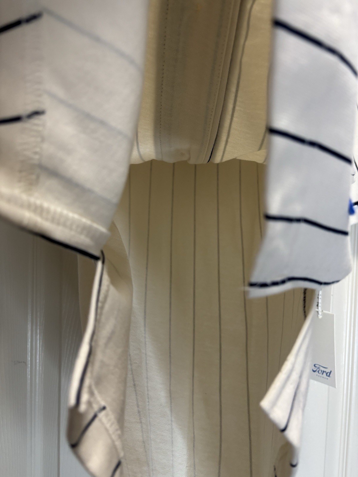 Ford x PacSun Baseball Jersey Mens Small Cream Pinstripe NWT Official Licensed