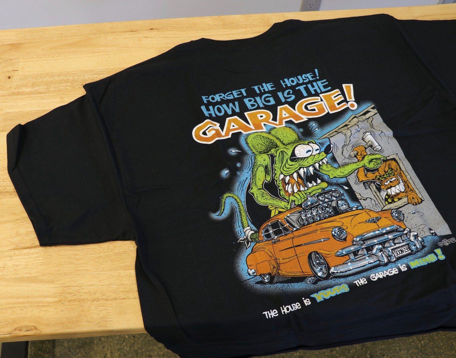 Men&rsquo;s Ed Big Daddy Roth Rat Fink How Big Garage Black Cotton T-Shirt M-3XL RFB8