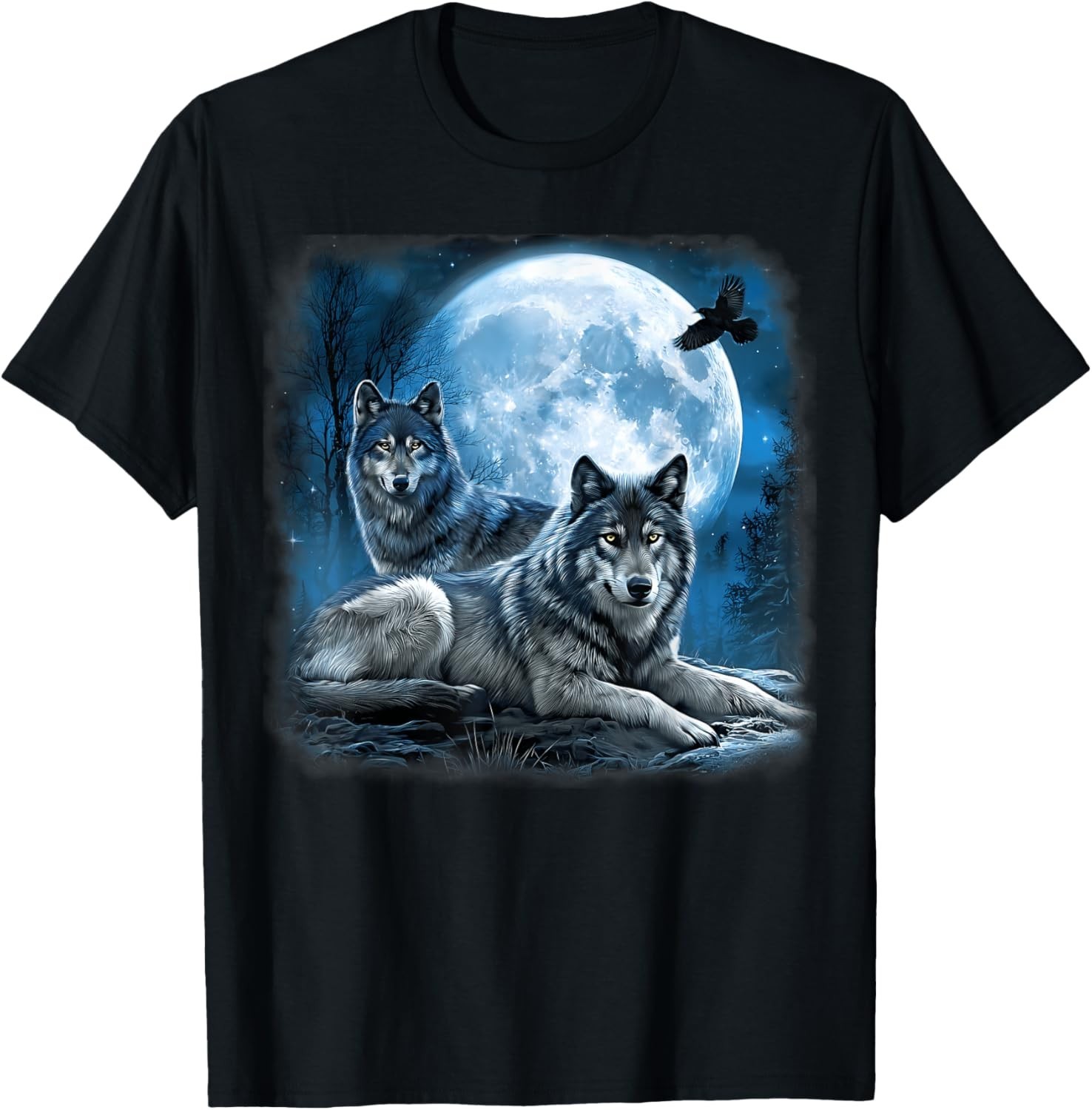 Wolf Pack Starry Wildlife Wolves Wild Animal Moon Night T-Shirt unisex T-Shirt