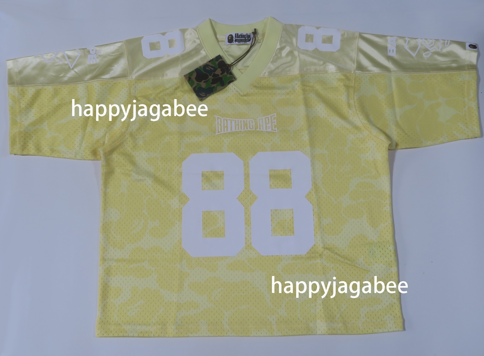 A BATHING APE Men&rsquo;s SOLID CAMO MULTI LOGO RELAXED FIT FOOTBALL JERSEY TEE rz