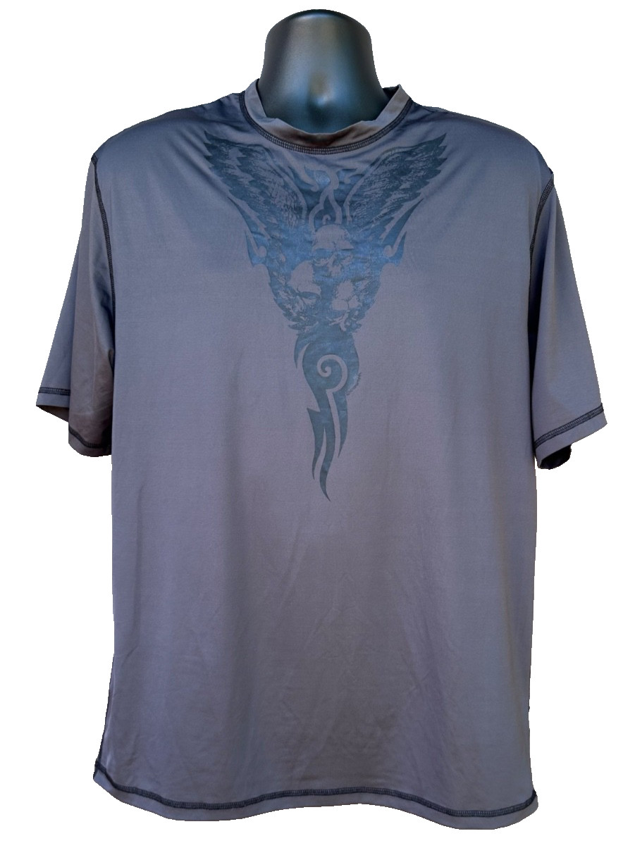 Crazy Shirts Kai Noa Surf Tee XXL Gray Tribal UV Stretch Quick Dry Swim Shirt