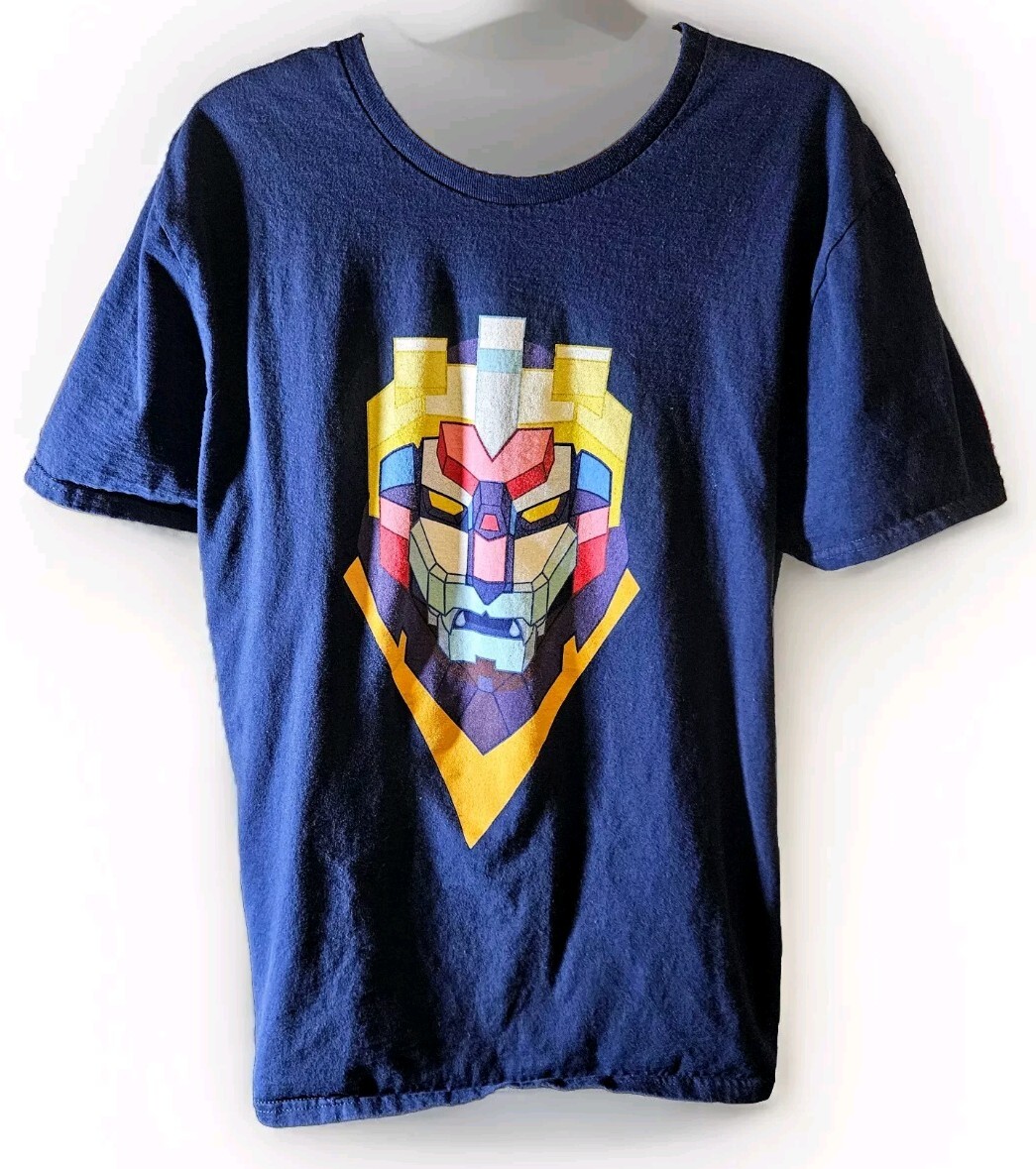 Level Up Voltron Blueprint T-Shirt Size Large Navy Blue Cartoon Casual Travel