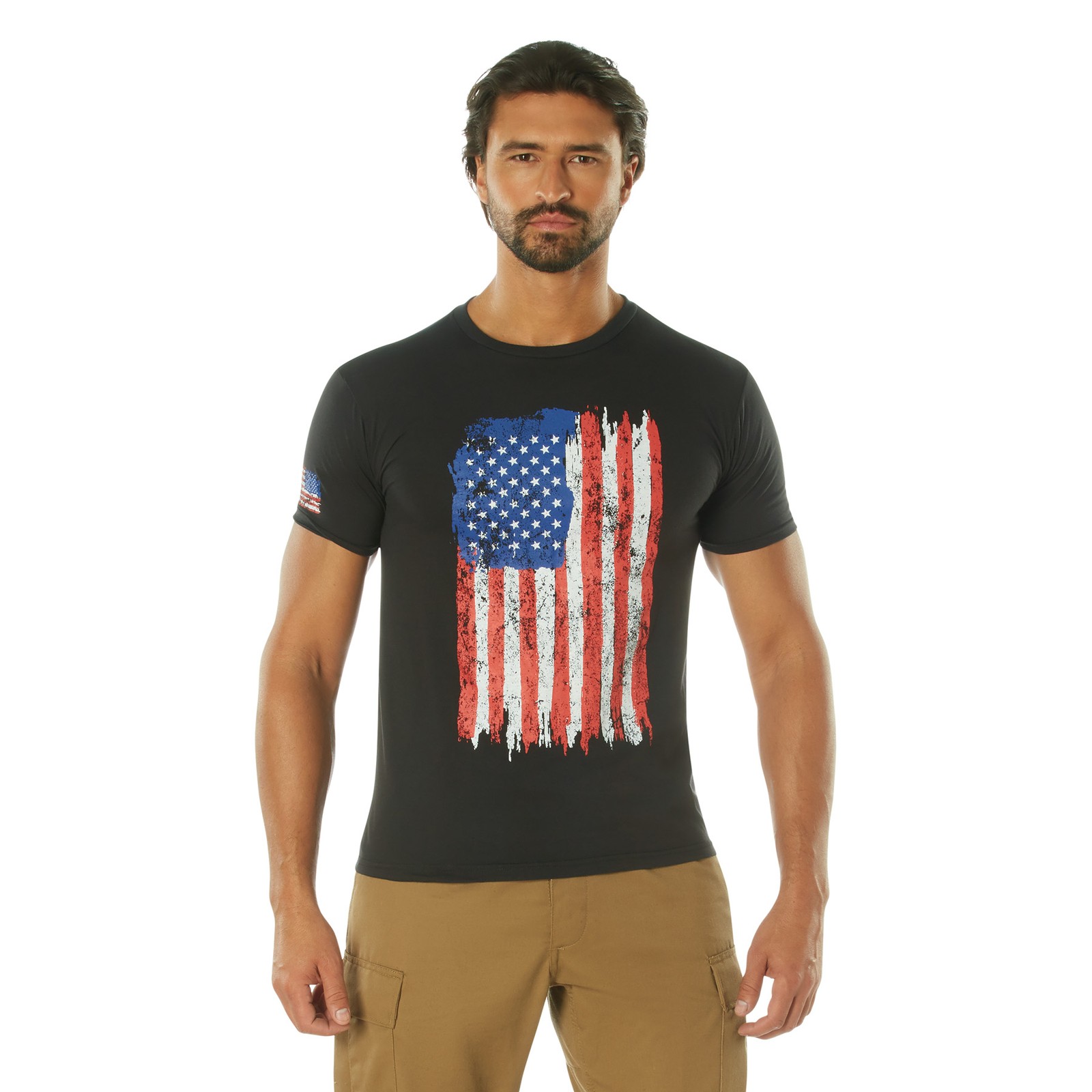 Black with Red, White, & Blue T-Shirts Athletic Fit Medium2713-M