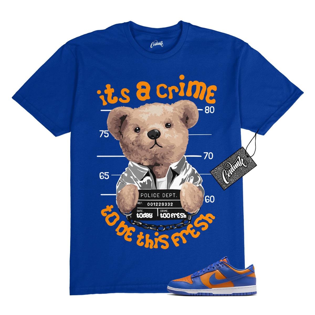 Dunk Knicks Team Royal Blue Orange Low Bright Ceramic T Shirt to Match CRIME