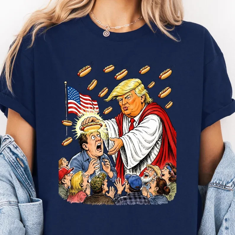 Trump Hotdog Jesus Shirt, Funny Political Satire Tee, Trump Meme Gift shirt