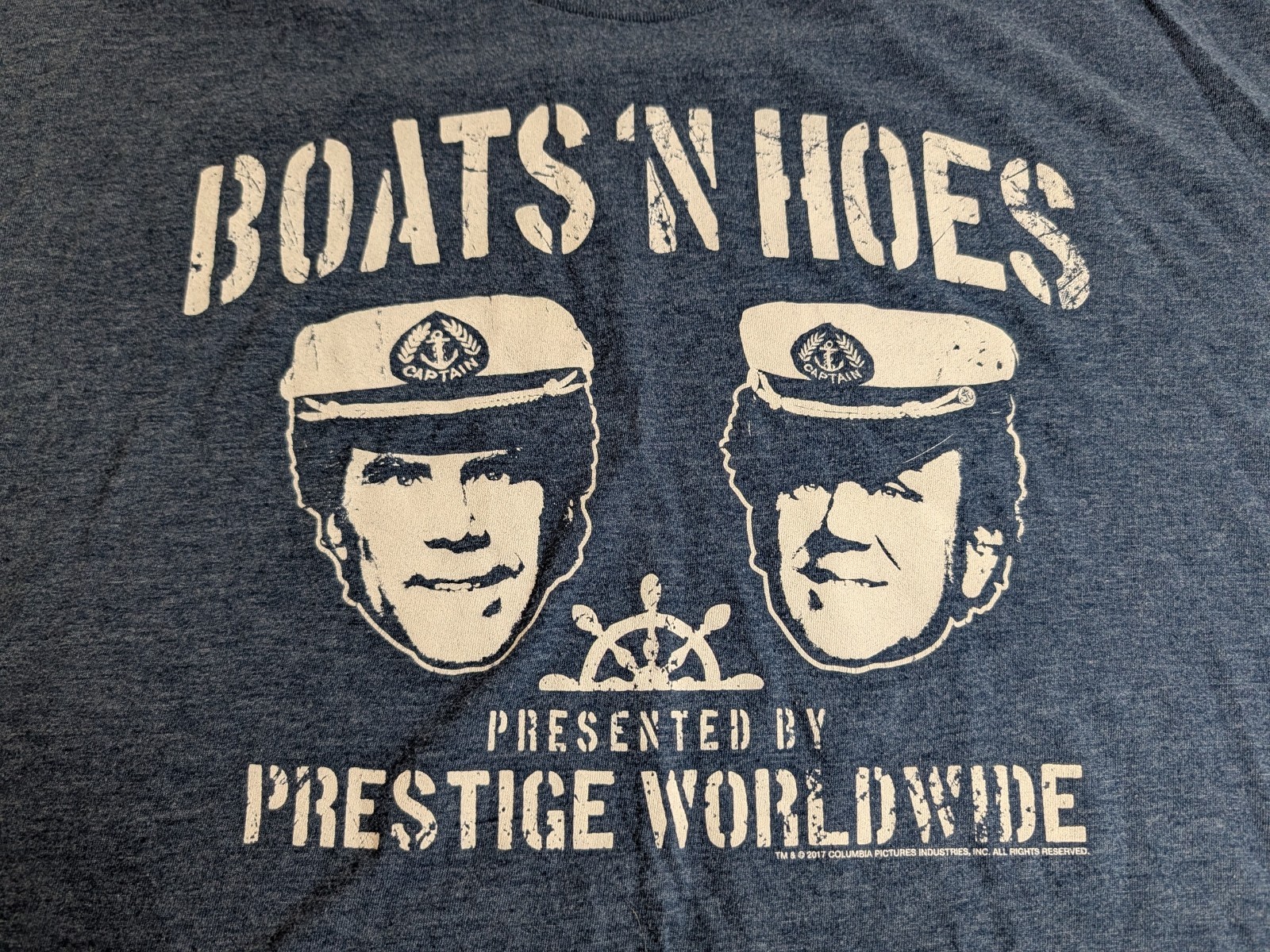 Men&rsquo;s 2XL Boats &lsquo;N Hoes Step Brothers The Movie Blue Crew Neck Funny T-Shirt