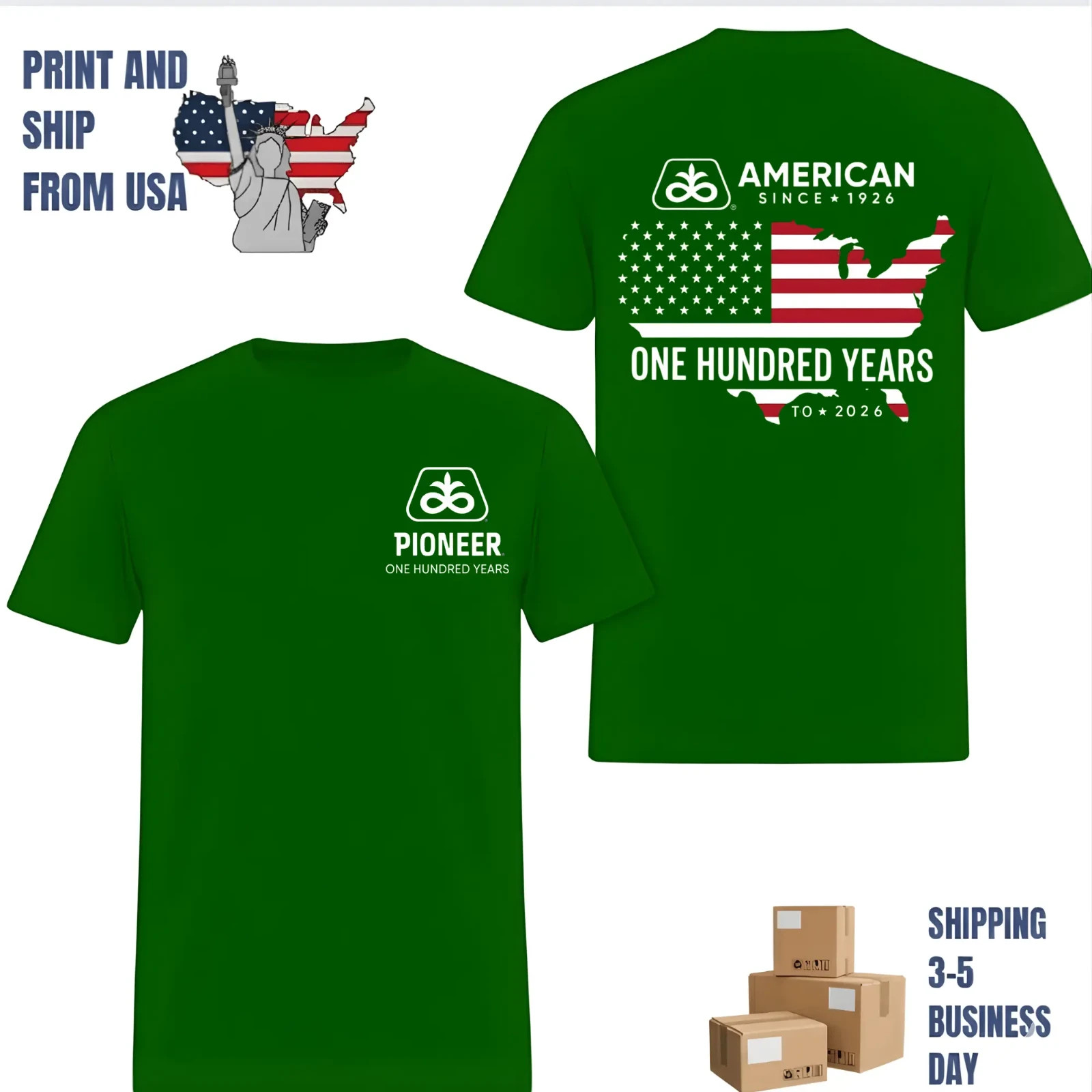 Vintage Farming Heritage T-Shirt 2-Sided Print Since 1926 Patriotic Farm Tee