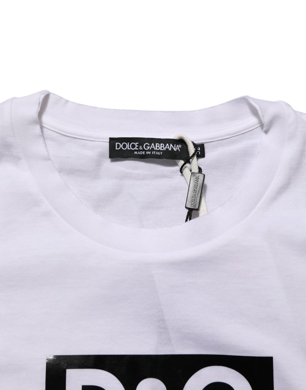 DOLCE & GABBANA T-shirt White Logo Print Cotton Crew Neck IT52/US42/XL 680usd