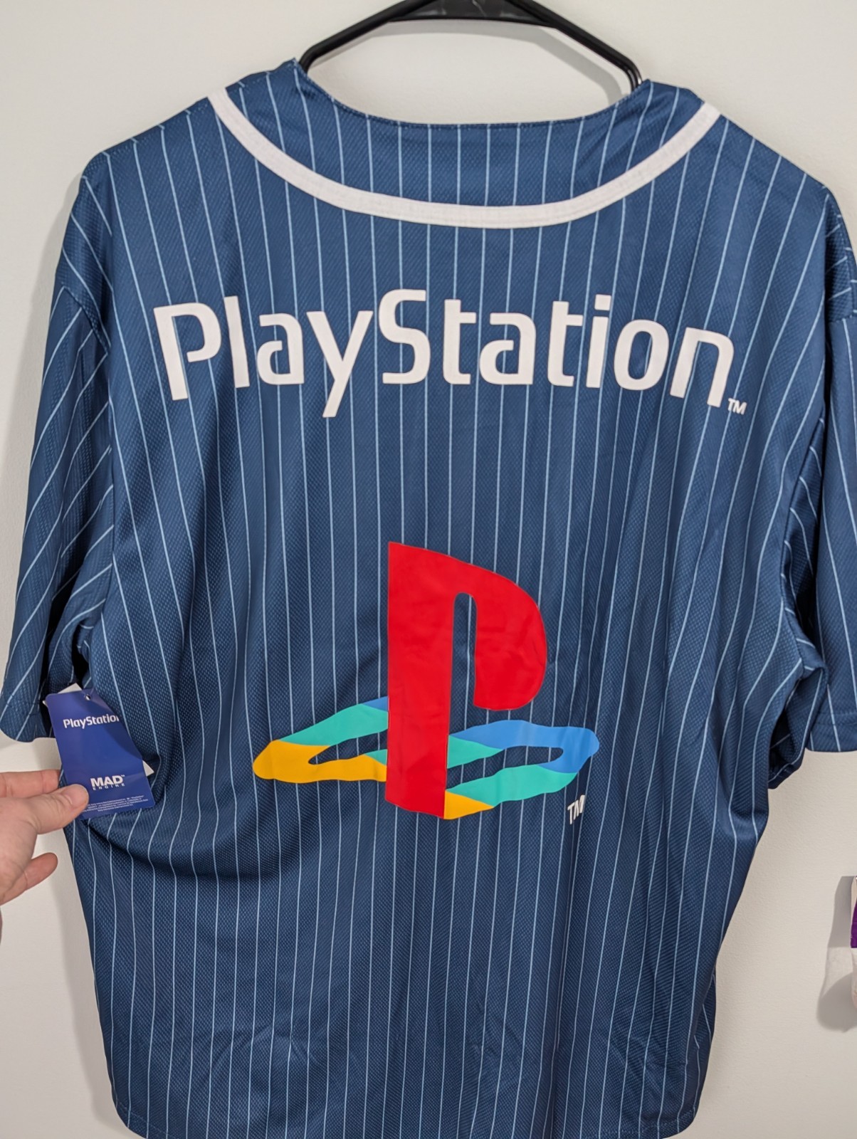 PlayStation Katakana Kanji Baseball Jersey Official License Navy Pinstripe Small