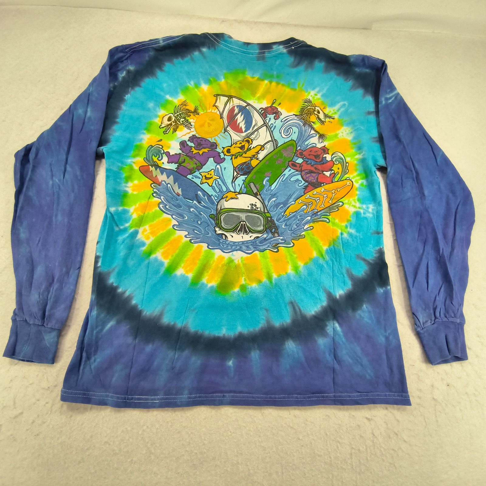 Grateful Dead Band Liquid Blue Long Sleeve Graphic Shirt Mens Size L Tie Dye