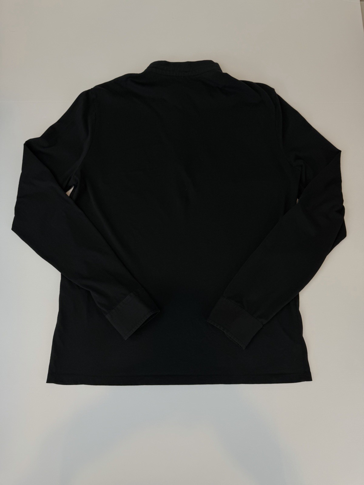 AllSaints Mens Medium Black Long Sleeve Jersey Knit Shirt Ramskull Band Collar