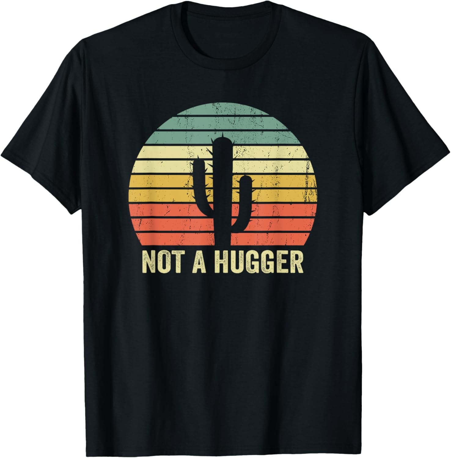 Not A Hugger Funny Introvert Cactus Sarcastic Vintage Gift T-Shirt