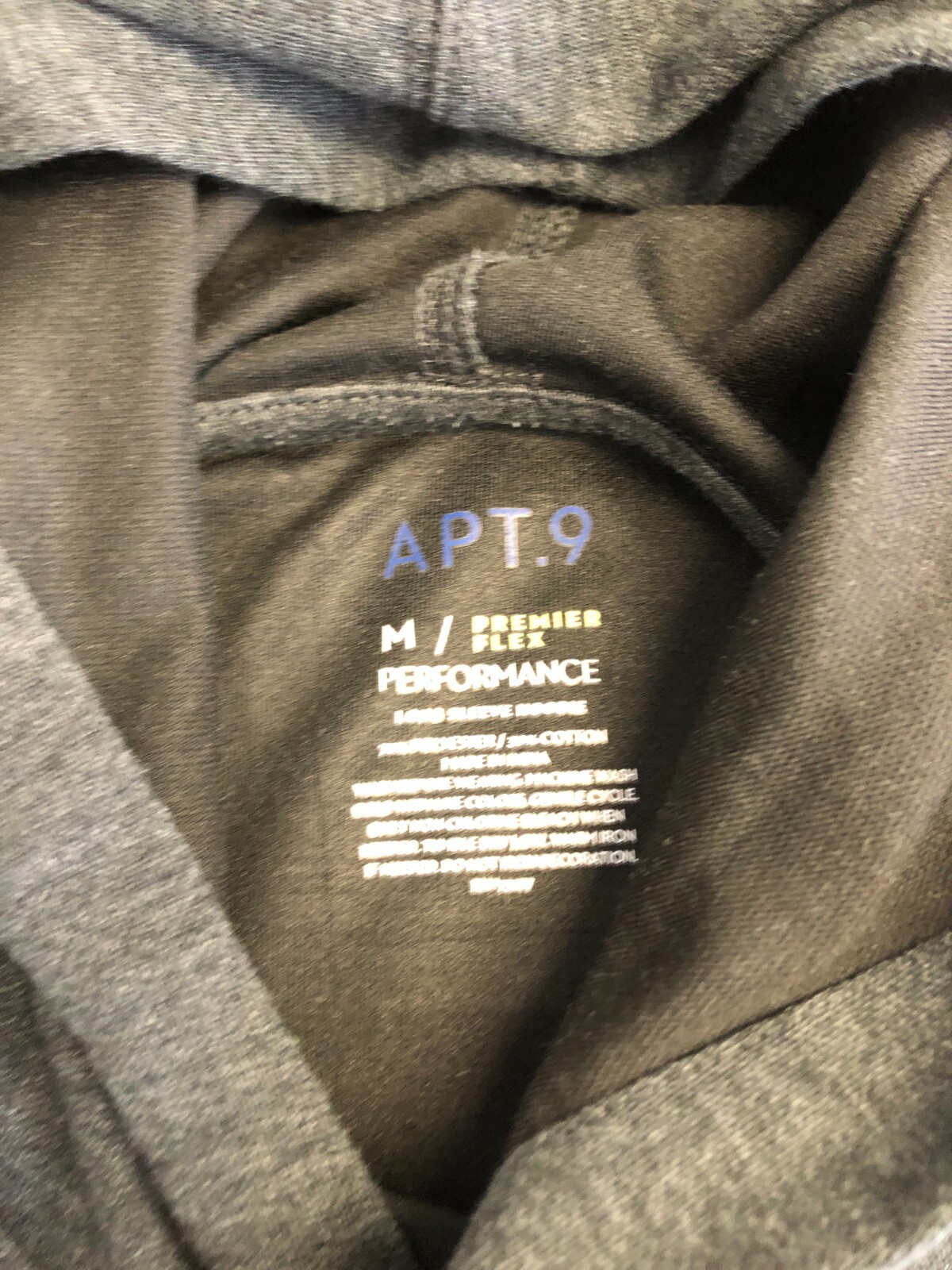 APT.9 Hooded Shirt Mens Medium Performace Premier Flex Gray Layering Hoodie