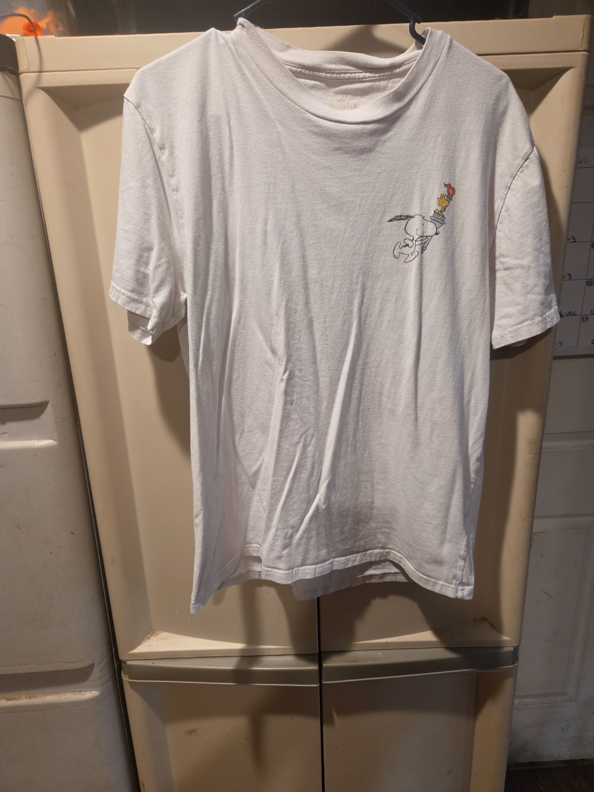 Hollister Soft Beige Boxy Snoopy Woodstock Peanuts USA Olympics Tee Mens Sz M