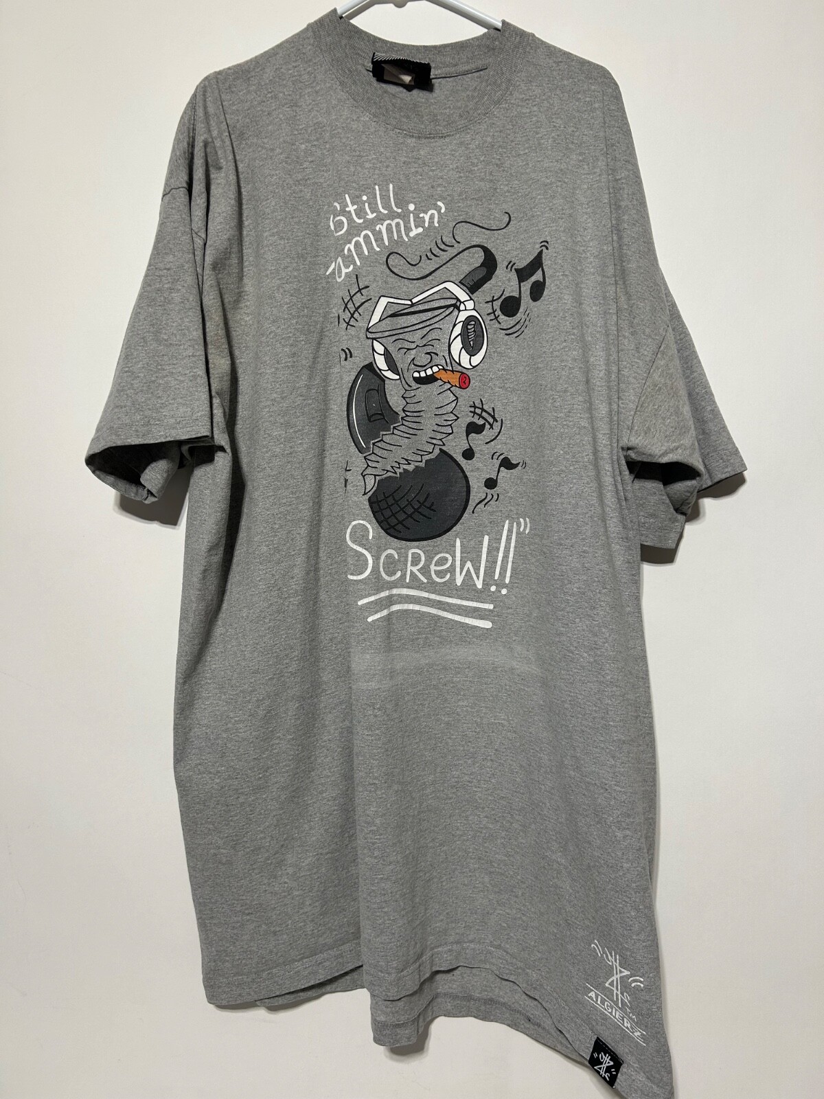 Algierz Gear Men Size 5XL Gray Short Sleeve Still Jammin&rsquo; Screw Shirt VTG Wear