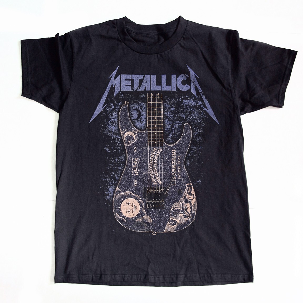 METALLICA Kirk Hammett Purple Ouija Heavy Cotton Black Unisex T-shirt Size S-5XL