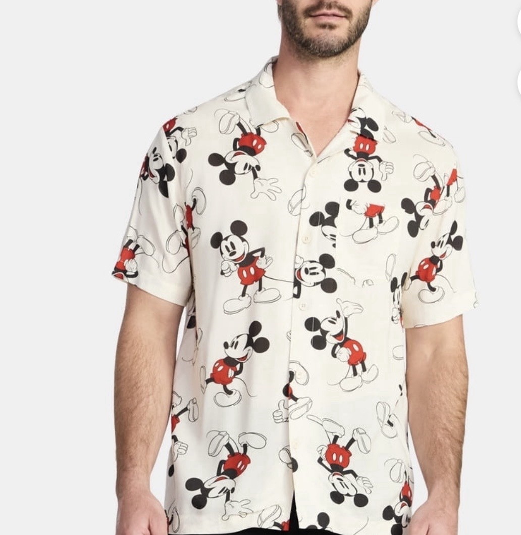 Disney Mickey Mouse Neff Men&rsquo;s Short Sleeve Shirt Black/White, Size XXL