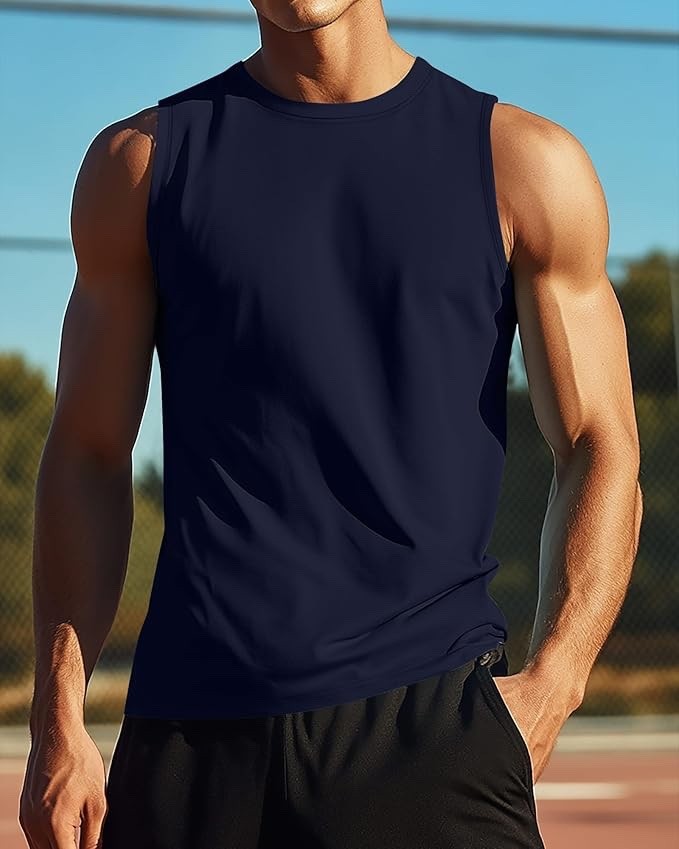 Ficerd 3 Pack Men&rsquo;s Big Tall Tank Top Cotton Moisture Wicking Muscle Shirts LRG